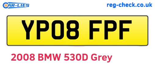 YP08FPF are the vehicle registration plates.