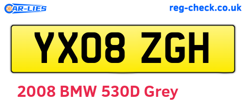 YX08ZGH are the vehicle registration plates.