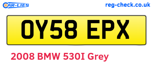 OY58EPX are the vehicle registration plates.