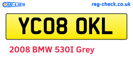YC08OKL are the vehicle registration plates.
