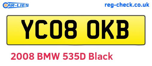 YC08OKB are the vehicle registration plates.