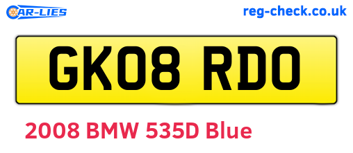 GK08RDO are the vehicle registration plates.