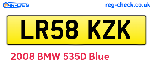 LR58KZK are the vehicle registration plates.