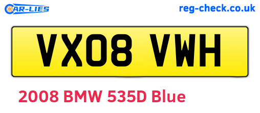 VX08VWH are the vehicle registration plates.