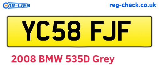 YC58FJF are the vehicle registration plates.