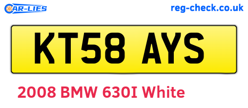 KT58AYS are the vehicle registration plates.