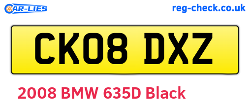 CK08DXZ are the vehicle registration plates.
