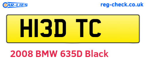 H13DTC are the vehicle registration plates.