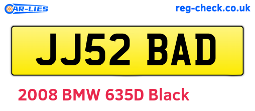 JJ52BAD are the vehicle registration plates.