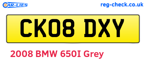 CK08DXY are the vehicle registration plates.