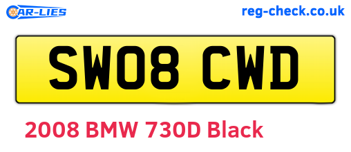 SW08CWD are the vehicle registration plates.