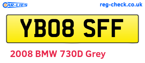 YB08SFF are the vehicle registration plates.