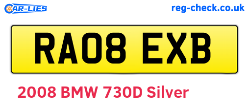 RA08EXB are the vehicle registration plates.