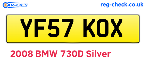 YF57KOX are the vehicle registration plates.
