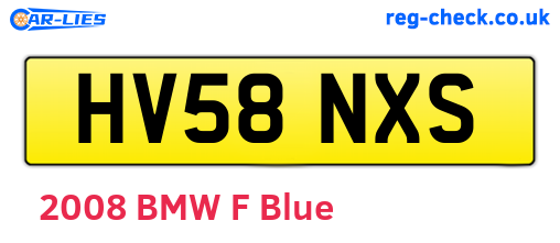 HV58NXS are the vehicle registration plates.