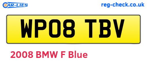 WP08TBV are the vehicle registration plates.