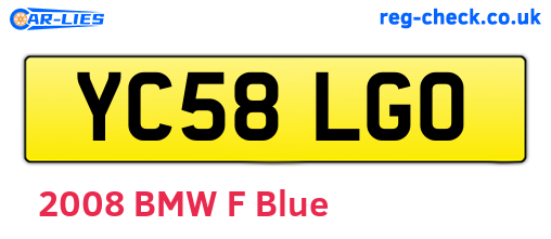YC58LGO are the vehicle registration plates.