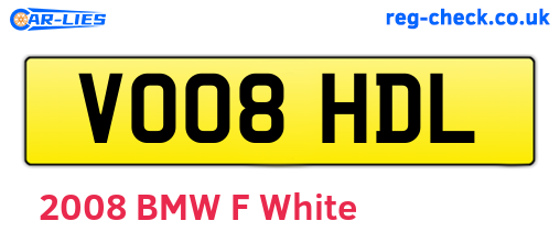 VO08HDL are the vehicle registration plates.