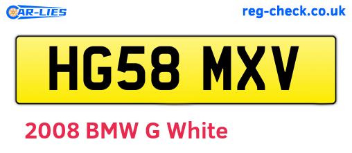 HG58MXV are the vehicle registration plates.