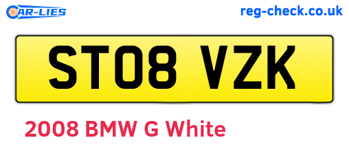 ST08VZK are the vehicle registration plates.