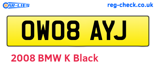 OW08AYJ are the vehicle registration plates.
