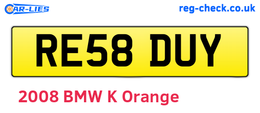 RE58DUY are the vehicle registration plates.