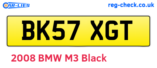 BK57XGT are the vehicle registration plates.