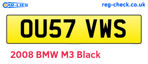 OU57VWS are the vehicle registration plates.