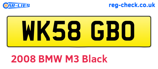 WK58GBO are the vehicle registration plates.