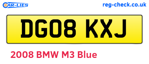 DG08KXJ are the vehicle registration plates.