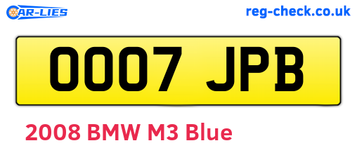 OO07JPB are the vehicle registration plates.
