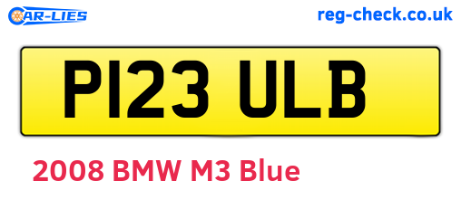 P123ULB are the vehicle registration plates.