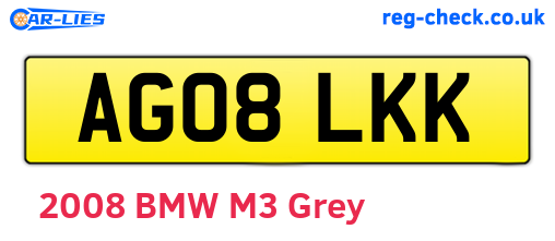AG08LKK are the vehicle registration plates.