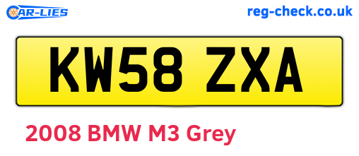 KW58ZXA are the vehicle registration plates.