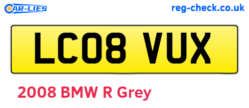 LC08VUX are the vehicle registration plates.