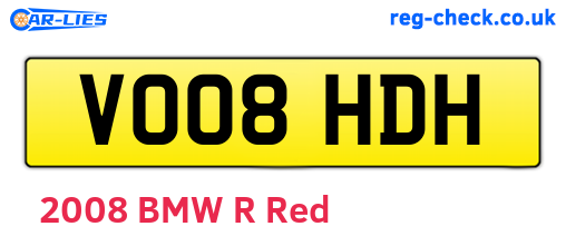 VO08HDH are the vehicle registration plates.