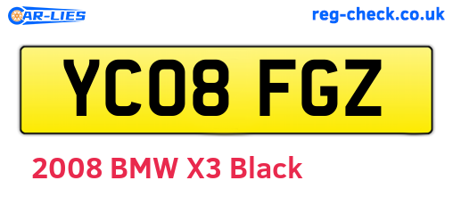 YC08FGZ are the vehicle registration plates.