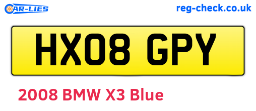 HX08GPY are the vehicle registration plates.