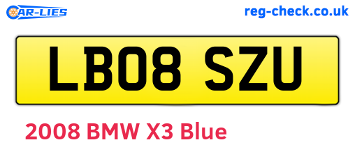 LB08SZU are the vehicle registration plates.