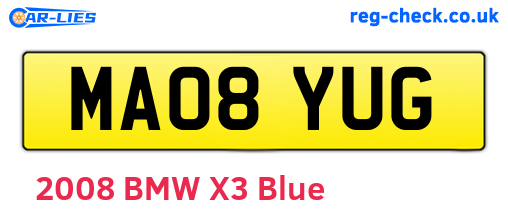 MA08YUG are the vehicle registration plates.