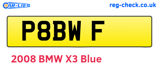 P8BWF are the vehicle registration plates.