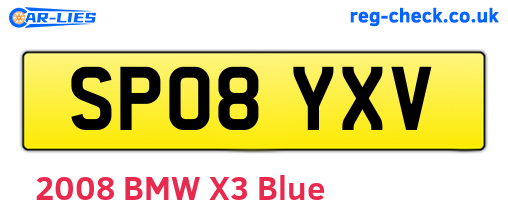 SP08YXV are the vehicle registration plates.