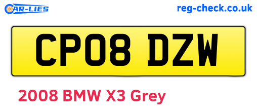 CP08DZW are the vehicle registration plates.