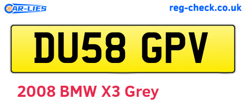 DU58GPV are the vehicle registration plates.