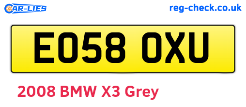 EO58OXU are the vehicle registration plates.