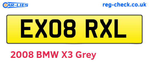 EX08RXL are the vehicle registration plates.
