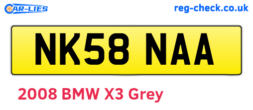 NK58NAA are the vehicle registration plates.