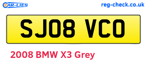SJ08VCO are the vehicle registration plates.