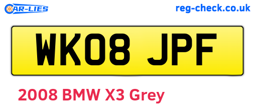 WK08JPF are the vehicle registration plates.