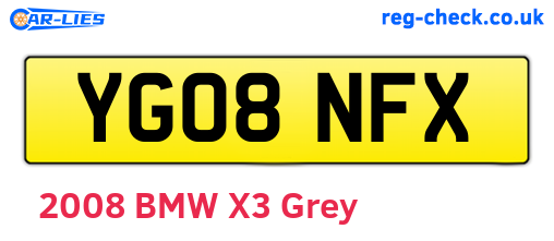 YG08NFX are the vehicle registration plates.